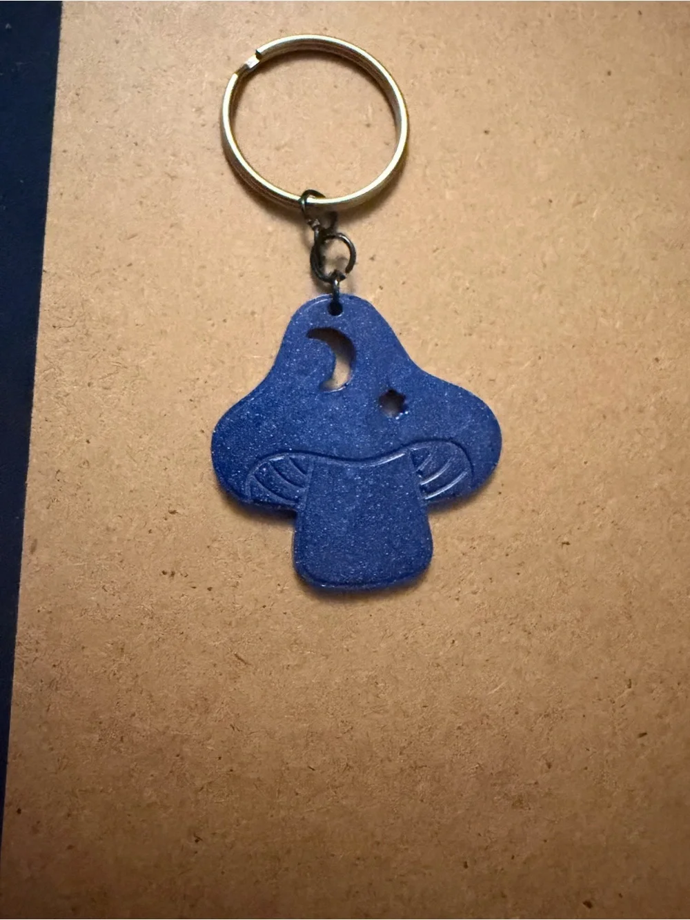 Blue Mushroom Keychain Charm